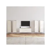 meubles tv 5 pcs  bancs tv armoires de rangement blanc bois massif de pin meuble pro frco23596