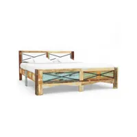lit double-140 x 200 cm, cadre de lit, lit adulte, structure de lit bois de récupération massif 140 x 200 cm meuble pro jkf605301