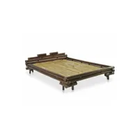 vidaxl cadre de lit marron foncé bambou 140 x 200 cm cadre 2 personnes
