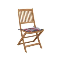 chaises pliables de jardin 2 pièces avec coussins bois d'acacia