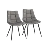 songmics lot de 2 chaises de salle à manger, siège moderne, rembourrées, avec pieds en fer, surface en velours lisse, gris ldc84gy