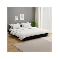 lit adulte contemporain  cadre de lit noir bois massif 160x200 cm