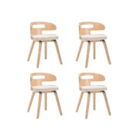 chaise de salle à manger bois courbé clair et simili cuir beige laetitia - lot de 4
