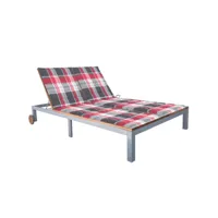 vidaxl chaise longue 2 places avec coussin acacia solide et acier