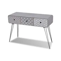 vidaxl table console avec 3 tiroirs gris 242235