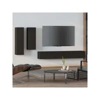 4 pcs ensemble de meubles tv, banc tv pour salon noir bois d'ingénierie -neww36538