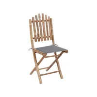 chaises pliables de jardin 2 pcs avec coussins bambou
