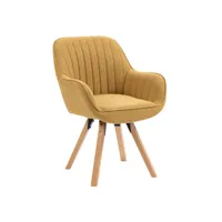 chaise salle à manger scandinave fauteuil coiffeuse siège pivotant avec accoudoirs rembourré en tissu pieds en bois massif, jaune