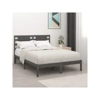 lit adulte contemporain  cadre de lit gris bois massif 120x190 cm petit double