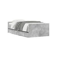 cadre de lit avec tiroirs gris béton 75x190 cm
