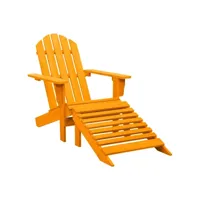 chaise de jardin adirondack avec pouf bois de sapin orange