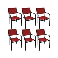 fauteuil en aluminium duca (lot de 6) graphite et rouge