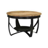 table de salon ø 68x43 cm bois de manguier solide et fer