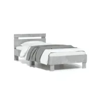 cadre de lit tête de lit gris béton 90x190 bois ingénierie