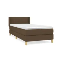 lit adulte, sommier tapissier avec matelas résistant et confortable marron foncé 90x190 cm oia46983 meuble pro