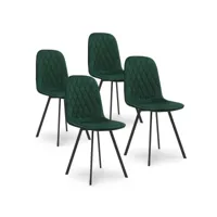 lot de 4 chaises en tissu velours vert ambre