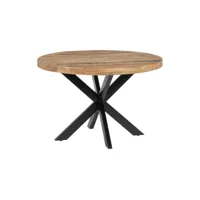 table de repas ronde 120 cm bois brut-noir - amandia - l 120 x l 120 x h 79 cm - neuf