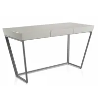 bureau design 1 tiroir bois laqué et acier noir klorane-couleur blanc