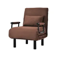 fauteuil chauffeuse canapé-lit convertible inclinable lin marron clair