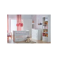 chambre complète lit bébé évolutif - commode à langer - armoire marie blanc