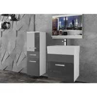 cline - ensemble de salle de bain - 4pcs - meubles à suspendre - vasque en porcelaine blanche - gris