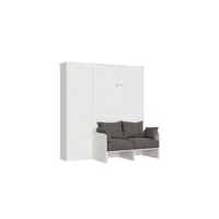 armoire lit escamotable vertical 140 kentaro sofa avec colonne frêne blanc - alessia 20