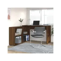 bureau d'angle bureau informatique - table de bureau chêne marron bois d'ingénierie meuble pro frco45616
