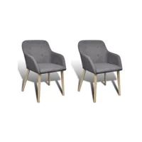 lot de 2 chaises de salle à manger avec accoudoir en chêne en tissu gris foncé helloshop26 1902061