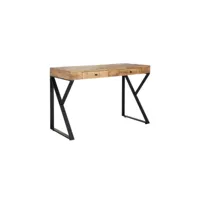 bureau 2 tiroirs bois de manguier-métal - lissafi - l 120 x l 50 x h 77 cm - neuf
