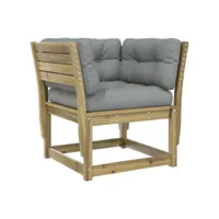 canapé de jardin accoudoirs avec coussins bois pin imprégné