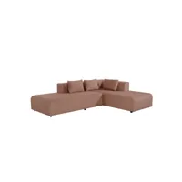 ribol - canapé d'angle droit convertible 4 places en tissu terracotta - made in france