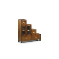 meuble escalier 4 tiroirs bois bronze marron 100x32x100cm - bois-bronze - décoration d'autrefois