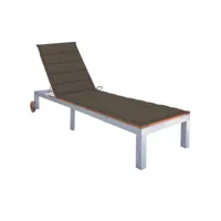 transat chaise longue bain de soleil lit de jardin terrasse meuble d'extérieur avec coussin bois d'acacia et acier galvanisé helloshop26 02_0012318