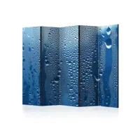 paris prix - paravent 5 volets water drops on blue glass 172x225cm