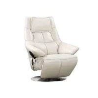 fauteuil de relaxation électrique cuir mastic - thader - l 83 x l 86 x h 111 cm - neuf