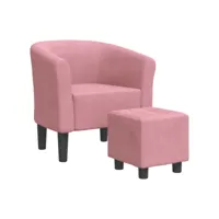 fauteuil salon - fauteuil cabriolet avec repose-pied rose velours 70x56x68 cm - design rétro best00005238143-vd-confoma-fauteuil-m05-1727