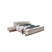lit futon girbo couchage 180 x 200 cm 1 paire de chevet 1 tiroir coloris blanc rechampis chêne artisan 20101005290