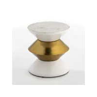 table d'appoint ronde marbre blanc et métal doré alex