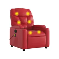 fauteuil de massage inclinable, fauteuil de relaxation, chaise de salon rouge similicuir fvbb74920 meuble pro