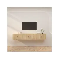 3 pcs meubles tv muraux banc tv de salon,design de luxe chêne sonoma 80x34,5x40 cm -neww56964