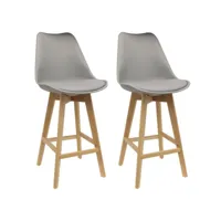 paris prix - lot de 2 chaises de bar ombra 105cm gris
