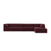 canapé d'angle droit modulable ruby, 5 places, bordeaux, imitation cuir
