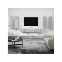 ensemble de meubles tv 6 pcs  bancs tv armoires de rangement gris béton bois d'ingénierie meuble pro frco97683