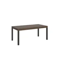 table rectangulaire extensible 6 à 14 personnes l 180 à 284cm bois foncé et métal anthracite evy