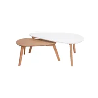 tables basses gigognes scandinaves bois clair chêne et blanc (lot de 2) artik