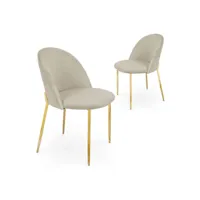 brenda - lot de 2 chaises design en velours beige et pieds dorés brenda-bei-dor