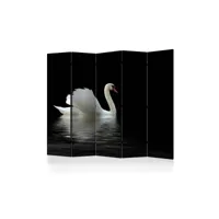 paravent 5 volets - swan (black and white) ii [room dividers] a1-paraventtc1969