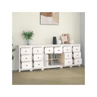 buffet,placard de cuisine,armoire meuble de rangement blanc 230x35x80 cm bois massif de pin  -con29664