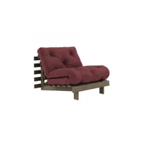 fauteuil convertible futon roots pin carob brown matelas bordeaux couchage 90 x 200 cm 20101004345
