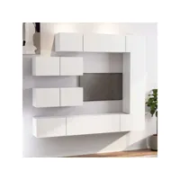 ensemble de meubles tv 7 pcs pour salon - banc tv blanc bois d'ingénierie meuble pro frco15031